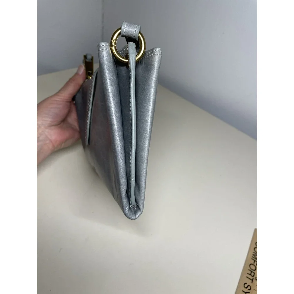 Margot New York Crossbody Gray Blue Leather Bag Convertible Wristlet Small